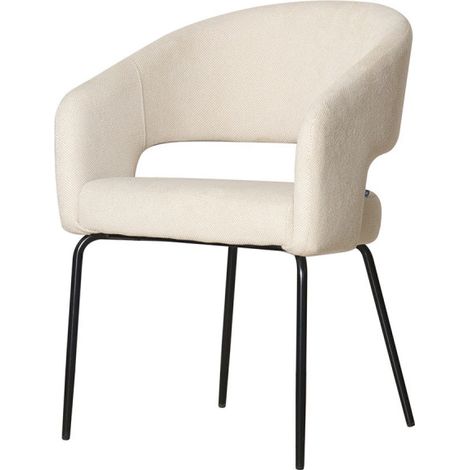 Fauteuil repas Léna tissu beige pieds métal noir Takasit