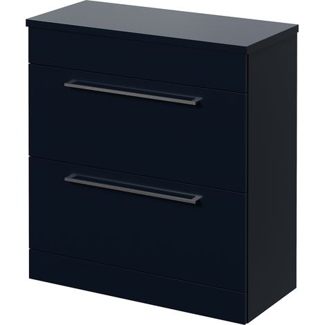 Napoli 390 Deep Blue 800mm 2 Drawer Vanity Unit for Countertop Basins - 800mm - Chrome 480mm Handle
