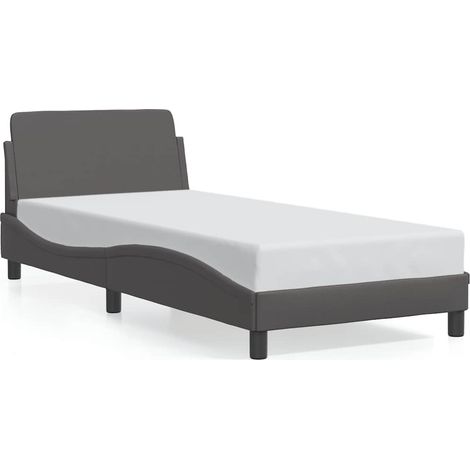 Lit simple  Lit adulte  Cadre de lit Dover gris 90x190 cm similicuir