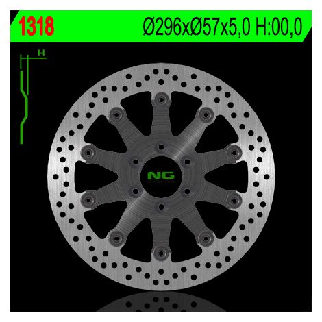 DISCO DE FRENO DELANTERO NG SUZUKI VS600/750/800/1400 INTRUDER '85-'04 (FLOTANTE) (296X57X5) (6X8.3)