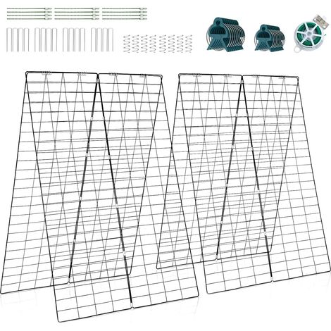 Goplus – Treillis de concombre en acier renforcé 122 x 86 cm – Support stable en A pour plantes grimpantes – Fixations à ressort et piquets de sol inclus