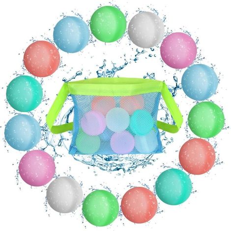 Ballons d'eau Réutilisables, Ballons à Eau Rapidement Remplissables, 15PC Bombes à Eau à Fermeture Automatique pour Enfant Adulte Jardin et de Plage Fête de La Piscine D'été (1/4)