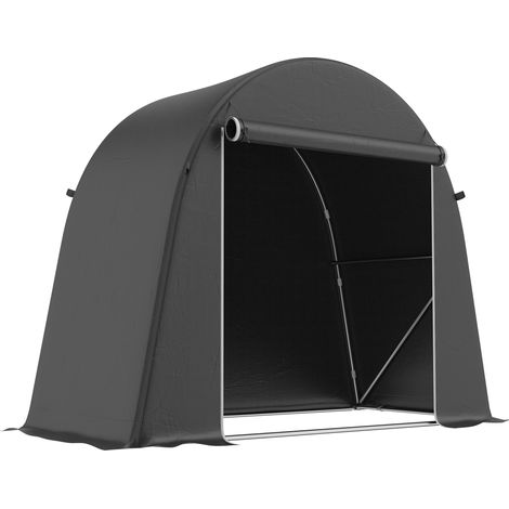 Abri de jardin stockage vélo outils 245 x 120 x 200 cm étanche porte fermeture éclair moderne en polyéthylène gris foncé (1/5)