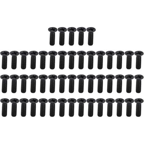 Assortiment de 50 vis à tête fraisée Phillips DIN 965, zinguées noires, vis à métaux M3x10