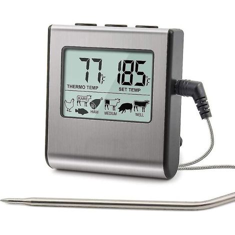 Thermomètre numérique barbecue – Grand écran LCD – Sonde acier inoxydable pour cuisson précise des viandes – Modèle Tp-16 (1/5)