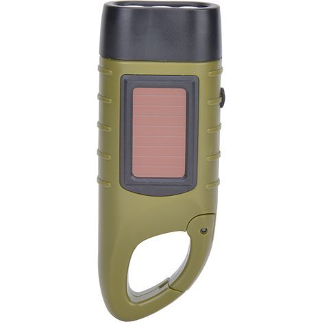 Lampe Torche LED d'Urgence Solaire et Manivelle, Portable pour Randonnée Camping, en Plastique ABS Noir AT5503 (1/4)