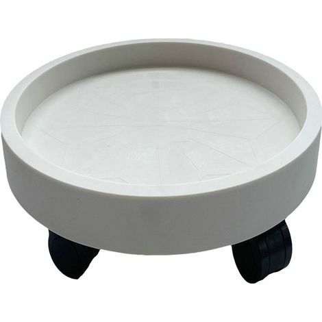 Plateau Roulant pour Pots de Fleurs avec Roues Multidirectionnelles Support Mobile en Plastique Blanc pour Balcon Jardin - (1/5)