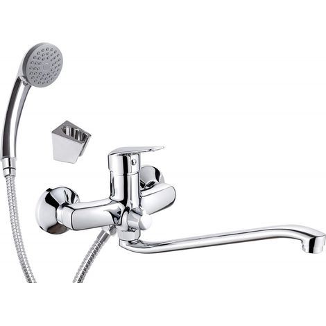 Neo Wandmontierter Wasserhahn Verlängertes Auslauf Chrom Modernes Design