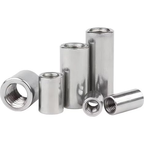 Écrous de Couplage Long Tige Rond Connecteur Écrous 304 Acier Inox Couplage Écrou M8x12x20mm 5 Pièces (1/5)