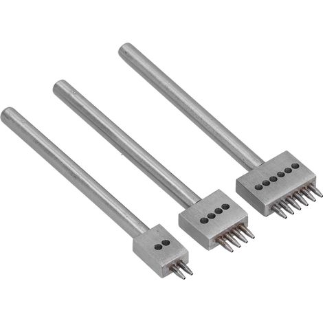 Kit de 3 outils perforés pour cuir, dents argentées, durable, rapide et facile à utiliser pour le bricolage du cuir (4 mm). (1/5)