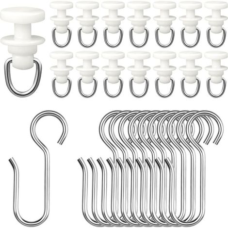 100 Pieces Hook of Curtain Rail Set, 50 Pieces Hook Curtain Rail Glisseur with 50 Pieces Hooks in Metal, Roll Of Rod to Curtains Glissiere, for Door and Window Curtain of Shower (1/5)