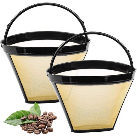 Filtre à café réutilisable, permanent, conique, taille 4, lavable, pour la maison, en filet. (1/4)