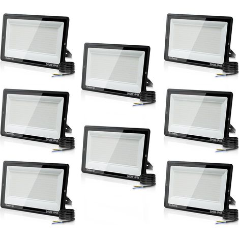 8PCS 500W Projecteur LED Extérieur, Spot LED Exterieur 50000LM Super Lumineux 6500K Blanc Froid Éclairage de Sécurité Extérieur IP66 Imperméable pour Garage Jardin Terrasse Parking (1/5)