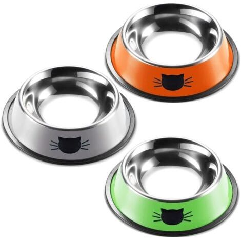 3 Pièces Gamelle Chat,Inoxydable Bols Chat Alimentaire en Acier Antidérapantes avec Base en Caoutchouc,Bol pour Animaux,Gamelles d'eau pour Chatpour Chiots Hamsters Lapins Petits Animaux (3) (1/5)
