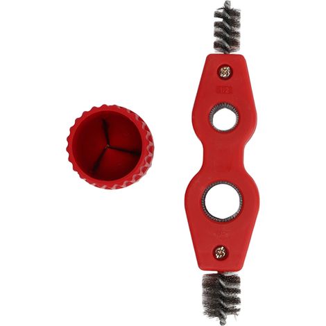 Kupferrohrreiniger-Set (rot) mit Rohrreinigungsbürste und Kupferrohrpolier-Anfaswerkzeug (1/5)
