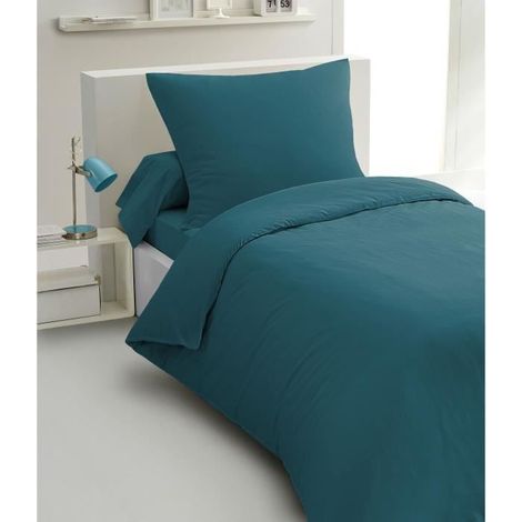 Home Linge Passion parure de couette bleu canard 140x200 cm (1/2)