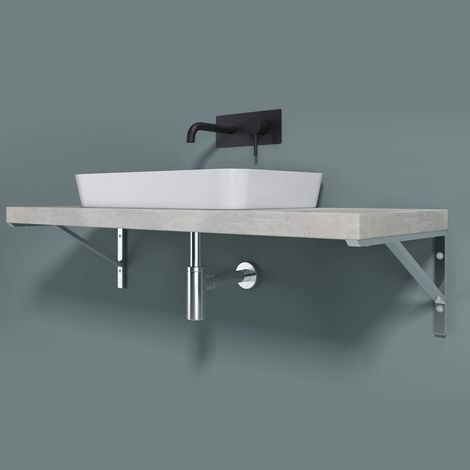 Doporro – Équerre de fixation 45 cm en acier inoxydable chromé – Pour plans de toilette et étagères murales – Montage simple et rapide (1/5)