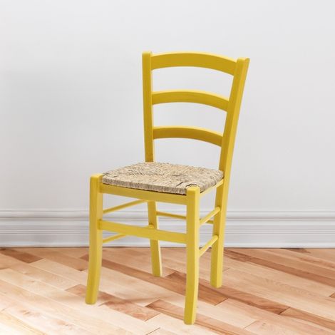 Set 2 sedie in legno di faggio con seduta paglia Venezia colore anilina giallo (1/3)
