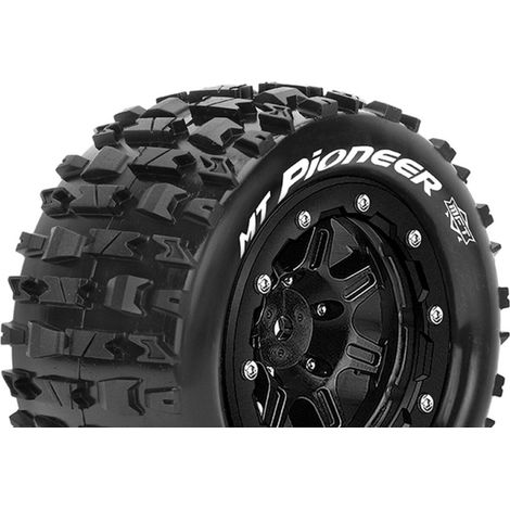Louise RC - MFT - MT-PIONEER - Tire Set for Maxx - Mounted - Sport - Black 3.8 Bead-Lock Wheels - 1/2-Offset - Hex 17mm