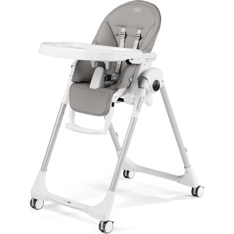 Chaise Haute Bébé Inclinable, Fonction Transat, 4 Roues, Pliable et Ultra-Compacte, pour Enfants de 0 à 3 Ans (0-15 kg), Gris (ice) (1/5)