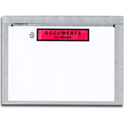 Lot de 100 Pochettes Documents ci-inclus PAC-LIST A5