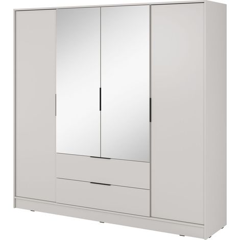 Armadio moderno in cashmere con specchio centrale - Dimensioni 206 x 200 x 51 cm - Eleganza e funzionalità (1/4)
