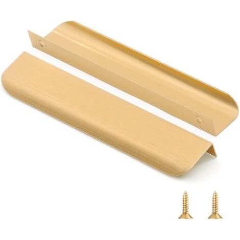 Lot de 2 poignées de placard de cuisine dorées en alliage d'aluminium, distance entre les trous 320 mm avec vis (1/4)