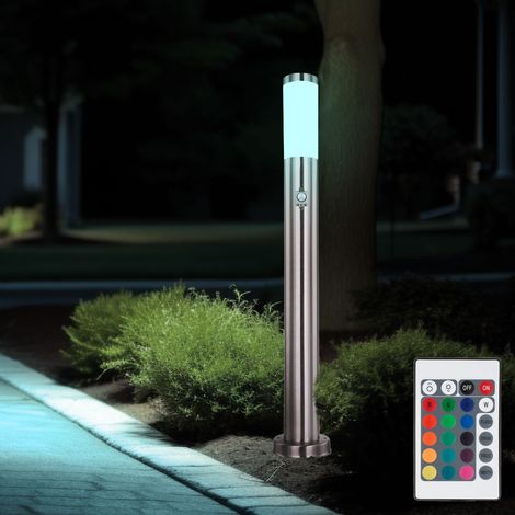 Lampada da terra di design per esterni telecomando base in acciaio inox lampada da giardino SENSOR dimmerabile in un set che include lampade a LED RGB (1/5)