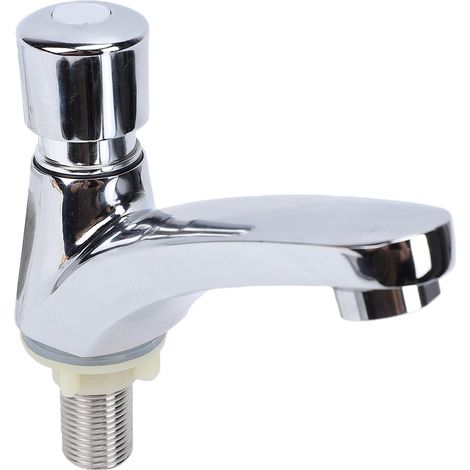Verchromter, selbstschließender, zeitgesteuerter und wassersparender Waschtischhahn für öffentliche Küchen und Badezimmer. G1/2 Innengewinde. (1/5)