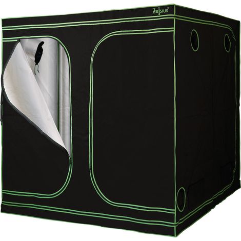 Zelsius – Tente de culture indoor 200 x 200 x 200 cm – Matériau PEVA noir – Intérieur réfléchissant 95% – Entrées pour ventilation et câbles