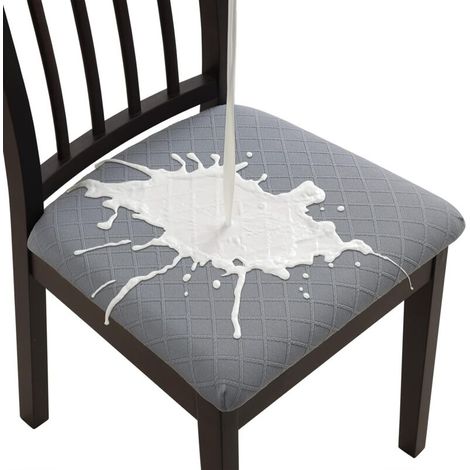 Gris 4 Pcs Housse de Chaise Imperméable en Jacquard Housse Assise Chais pour Salle à Manger Cuisine Bureau Hôtel sans Sangles de (1/4)