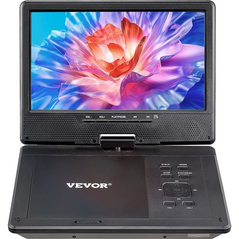 VEVOR Lettore DVD Portatile con Schermo Girevole 228 mm, Lettore DVD da Viaggio con Altoparlante Doppio, Supporto Sincronizzazione TV/USB/Scheda SD/CD/DVD, Caricabatteria da Auto (1/5)