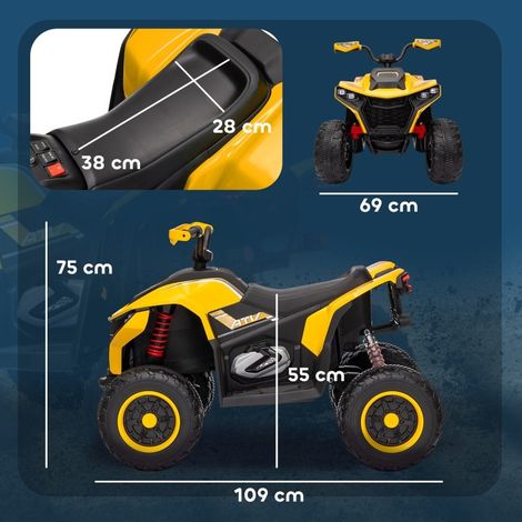 Quad eléctrico para niño 3-8 años, 3-6 km/h, faros LED, música y USB, amarillo DESVIAE (1/3)