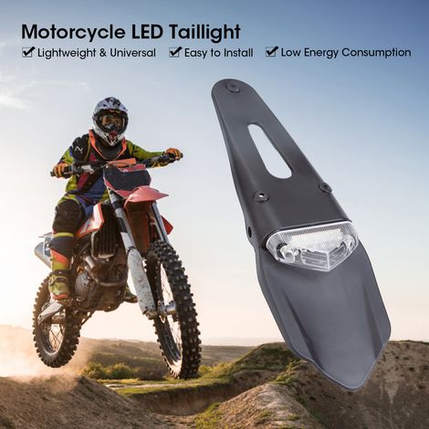 Feu arrière LED moto clignotant stop plaque minéralogique pour cross enduro, argent, étanche, universel (1/5)