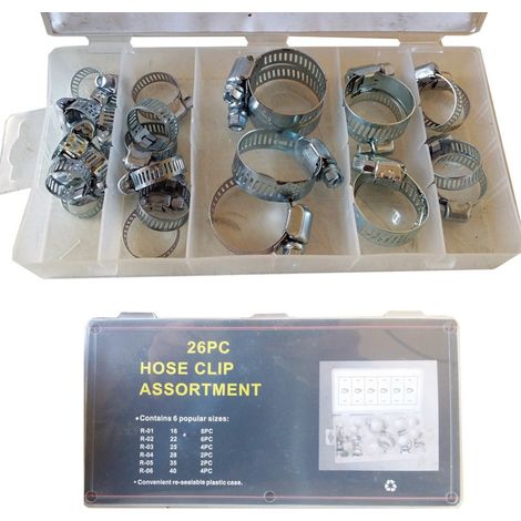 Trade Shop - SET MIT 26 STÜCK STAHLSCHLAUCHSCHELLEN SORTIMENT ROHRSCHLAUCHSCHELLEN - (1/3)
