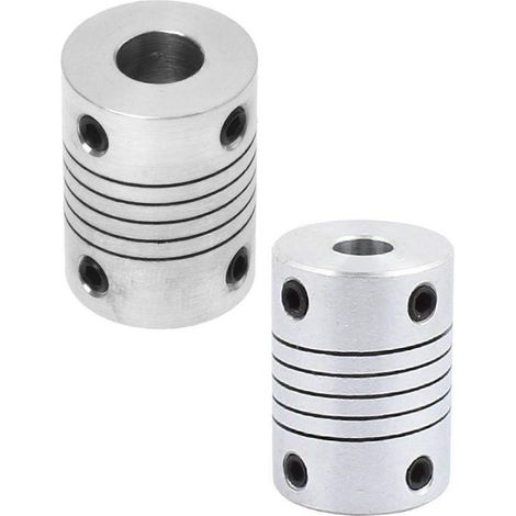 Arbre moteur 8 mm à 8 mm reliant un accouplement à poutre spirale et un accouplement d'arbre de 25 mm de long et 18 mm de diamètre, accouplement de moteur pas à pas (1/5)