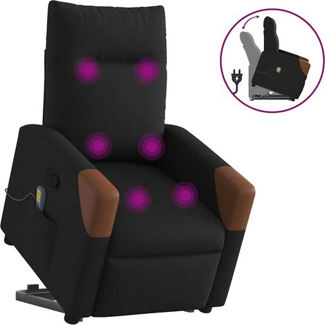 Massagesessel mit Aufstehhilfe Schwarz Stoff