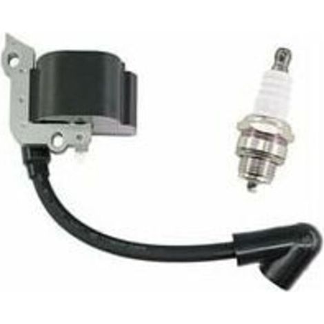 Carburateur,Bobine d'Allumage avec Bougie d'Allumage pour Tondeuses Stihl FS38, FS46, FS45, FS55, FC55, FC55Z, FC55-DZ, HL45, HL45Z, HL45-DZ, HS45, HS45Z, KM55, KM55RZ, KM55C, KM55R, Remplace (1/5)