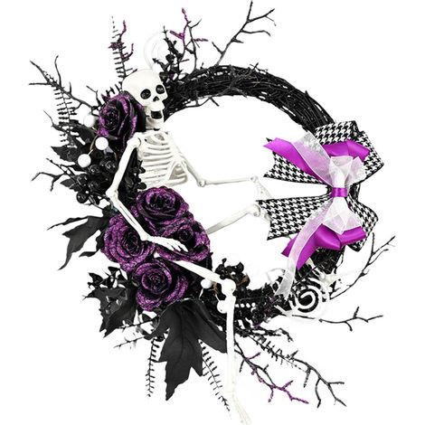 Couronne Sinistre d'Halloween Décoration d'Extérieur pour Jardin et Porche de Fête pour Adulte 4334cm (1/5)