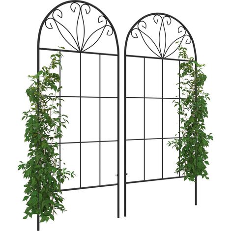 Rankgitter, 2er-Set Metallstützen für Kletterpflanzen – 51 x 120 cm, schwarz