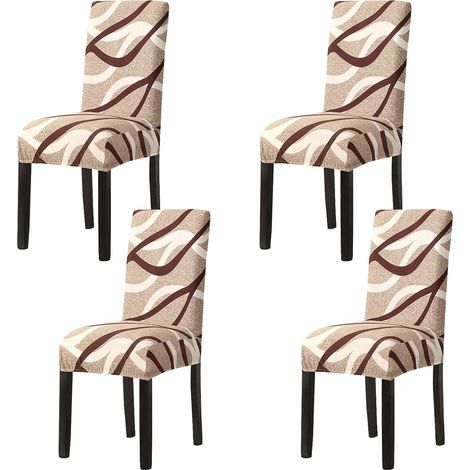 Housse de Chaise Extensible Lot de 4, Couverture Protecteur de Chaise Salle a Manger Universel Amovible Lavable Moderne Durable pour Maison Hotel Restaurant Fete Banquet Cuisine Decoration (1/5)