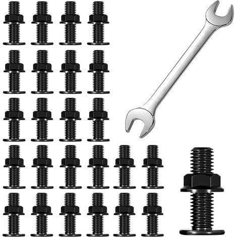 25 Pièces Boulon, M5 × 30 Tête Plate Boulons de Carrosserie en Acier Inoxydable avec Ecrous à Bride, avec Clé D'adaptation, pour Machines Industrielles de Construction (noir) (1/5)