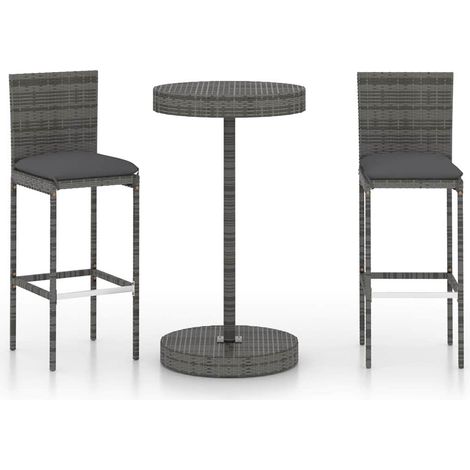 Maison Exclusive - Set muebles bar jardín 3 piezas y cojines ratá (1/5)