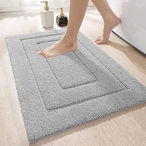 CSPARKV Non-Slip Bath Mat, Soft Microfiber Bathroom Mat, Water Absorbent Machine Washable, Extra Thick Shower Mat for Bathroom, 40 x 60 cm (1/4)