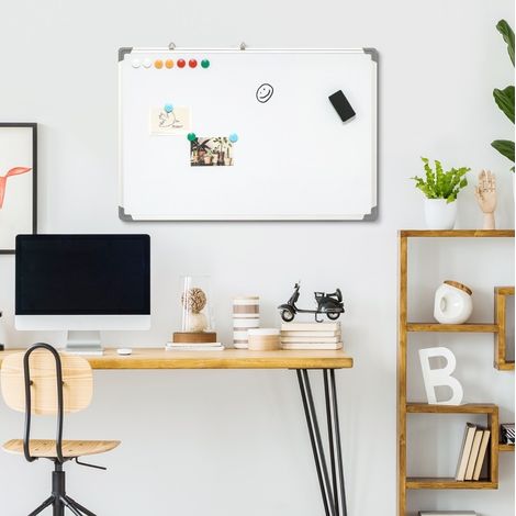 Magnettafel / Whiteboard 90 x 60 cm mit Zubehör, Aluminiumrahmen, weiß HAVRYA (1/5)