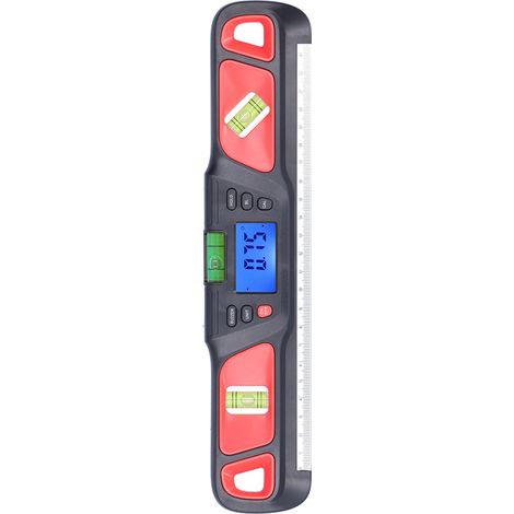 Hochpräzise magnetische Wasserwaage, digitaler Mini-Winkelmesser für Inneneinrichtung und Gartenarbeit (rot) (1/5)