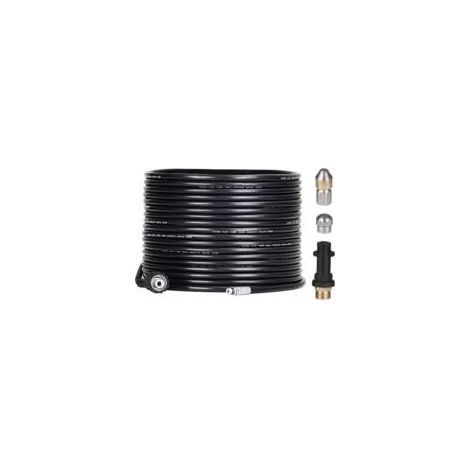 Kit débouchage tuyau 15 m pour nettoyeurs haute pression Kärcher – Pression 180 bars – Buse pivotante et adaptateur M22 inclus (1/4)