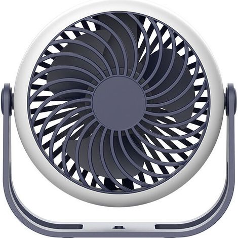 Mini ventilateur portable USB rotatif à 360 ° avec crochet, batterie 2500 mAh pour bureau, chambre, tente, voyage (bleu)