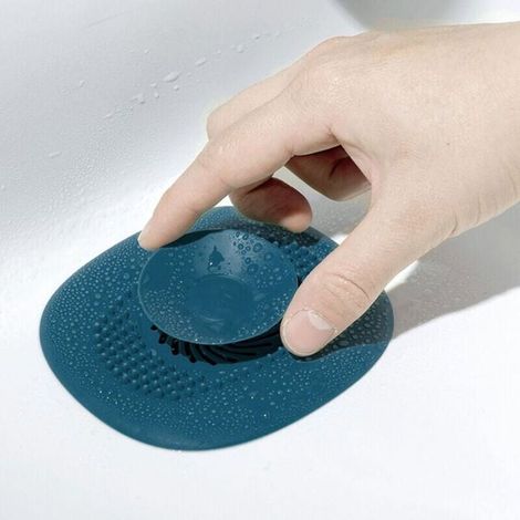 2 Pices Silicone Bouchon Evier Cuisine Universel Attrape Cheveux vert bleu 1010.5CM (1/4)