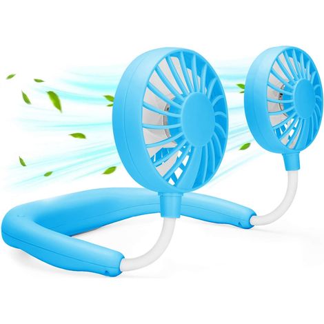 Ventilateur de cou portable rechargeable USB, ventilateur mains libres à porter autour du cou, 3 vitesses réglables, rotation à 360°, ventilateur de refroidissement personnel pour voyage, sport, burea (1/5)